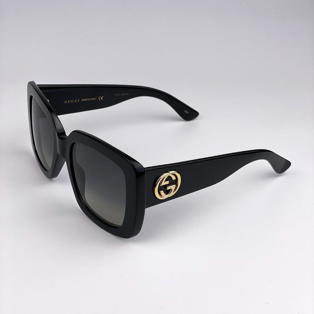Gucci Urban GG0141SN Sunglasses Black Gold Grey Women - Picture 6 of 11